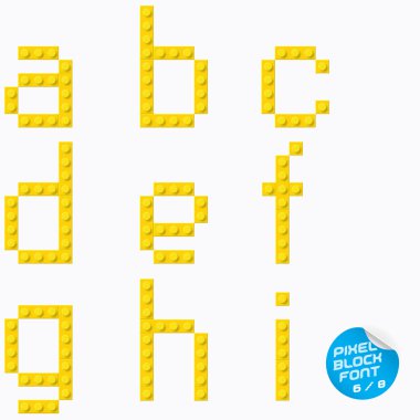 Unique Pixel Block Alphabet, Letters, Illustration, Sign, Icon, Symbol for Baby, Family, Education clipart