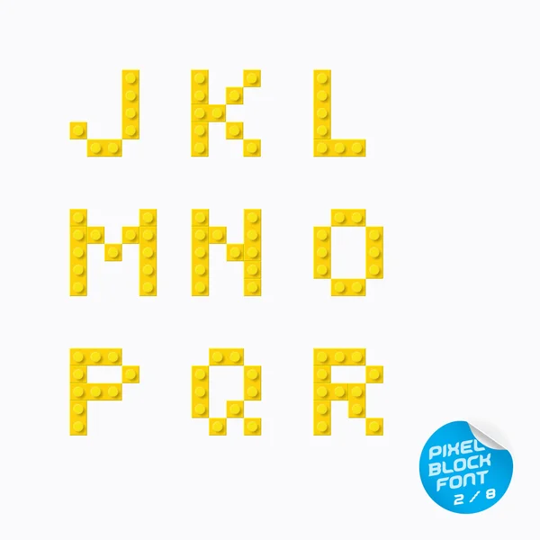 Unique Pixel Block Alfabeto, Lettere, Illustrazione, Segno, Icona, Simbolo per Bambino, Famiglia, Istruzione — Vettoriale Stock