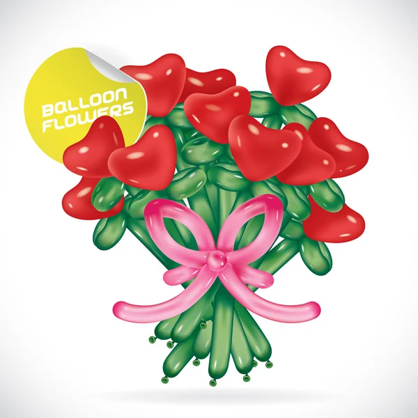 Γυαλιστερό μπαλόνι του Αγίου Βαλεντίνου λουλούδια απεικόνιση, εικόνες, κουμπί, σημάδι, σύμβολο, λογότυπο με αυτοκόλλητο για την οικογένεια, γιορτή Φεστιβάλ, μωρό, παιδιά, έφηβος — Διανυσματικό Αρχείο