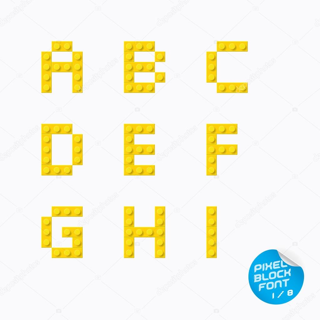 Unique Pixel Block Alphabet, Letters, Illustration, Sign, Icon, Symbol for Baby, Family, Education