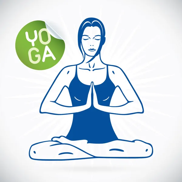 Yoga fitness model çizimi, işaret, sembol, düğme, rozet, simge, Aile, Bebek, çocuk, genç, spa için logo — Stok Vektör