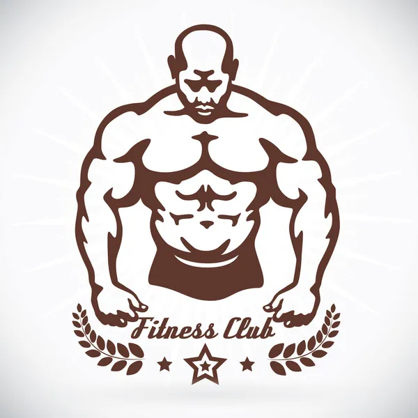 Bodybuilder fitness model illustratie, teken, symbool, knop, badge, pictogram, logo voor familie, baby, kinderen, tiener, tattoo — Stockvector