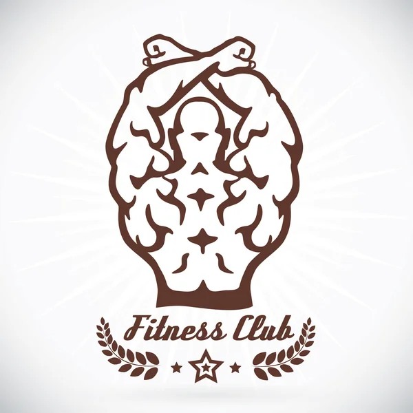 Modèle de fitness bodybuilder Illustration, Signe, Symbole, Bouton, Badge, Icône, Logo pour la famille, Bébé, Enfants, Adolescent,, Tatouage — Image vectorielle