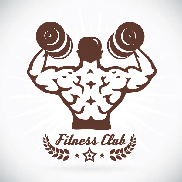 Bodybuilder Fitness Model Ilustración, Cartel, Símbolo, Botón, Insignia, Icono, Logo para la familia, Bebé, Niños, Adolescente,, Tatuaje — Vector de stock