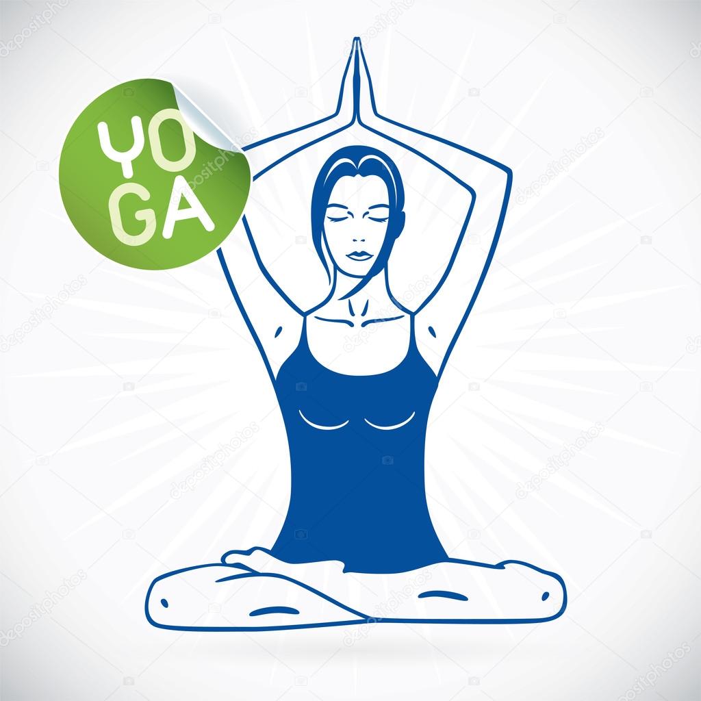 Yoga Fitness Model Illustration, Sign, Symbol, Button, Badge, Icon, Logo for Family, Baby, Children, Teenager, , SPA