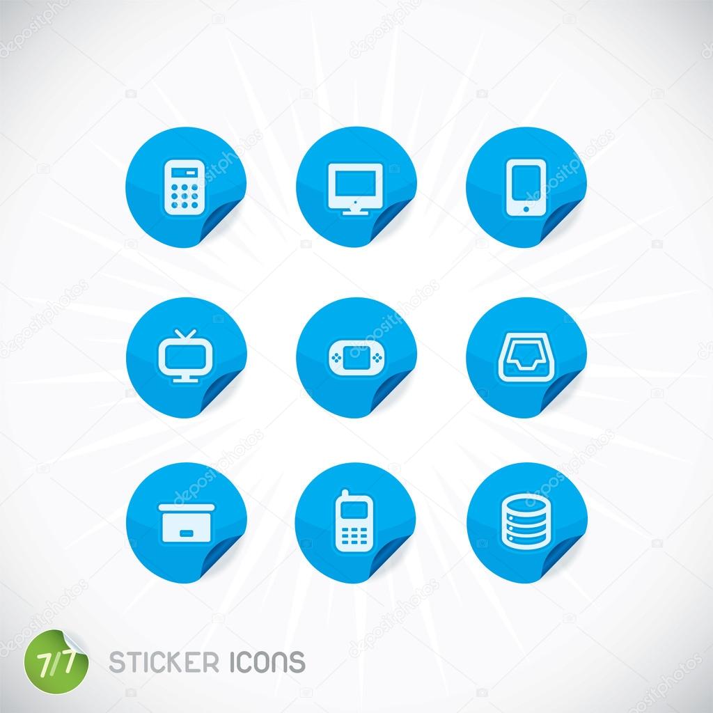 Sticker Icons, Symbols, Buttons, Sign, Emblem, Logo for Web Design, User Interface, Mobile Phone, Baby, Children