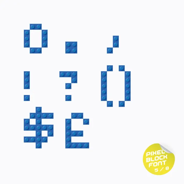 Alfabeto de bloque de píxeles único — Vector de stock