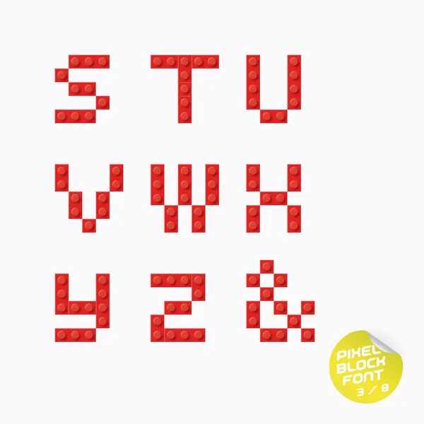 Unique Pixel Block Alphabet — Stock Vector