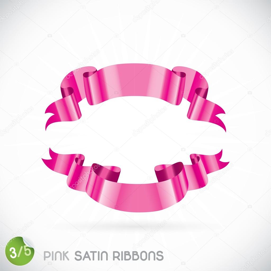 Pink Satin Ribbons Illustration, Icons, Button, Sign, Symbol, Logo
