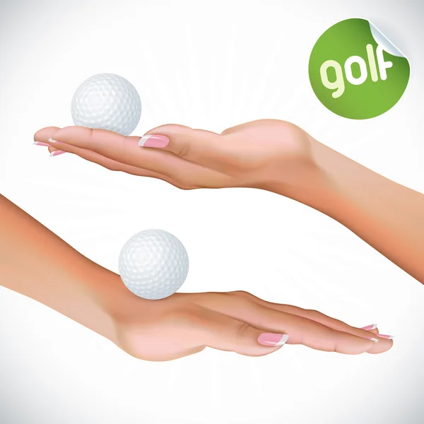 Hand Holding Golf Ball — Stock Vector
