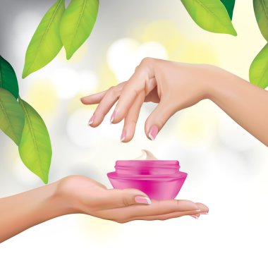 kadın el kremi kavanoz holding