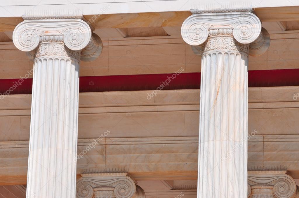 National Archaeological Museum in Athens , Greece . Columns at t