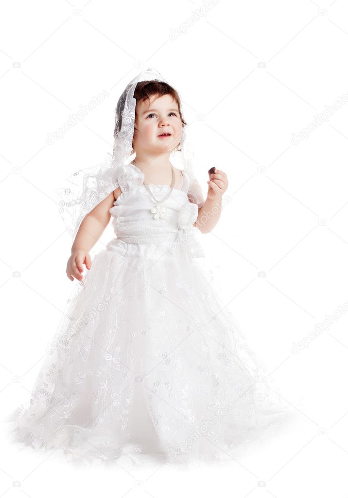 baby girl white wedding dress