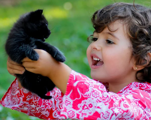 고양이와 아이 — 스톡 사진