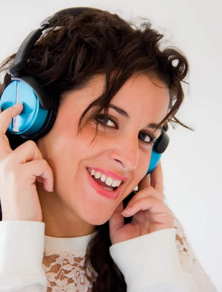 Mujer con auriculares — Foto de Stock