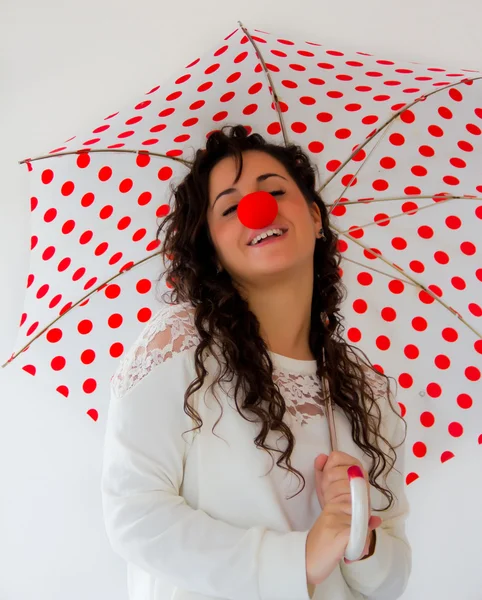 Woman with umbrella — Stock Photo, Image