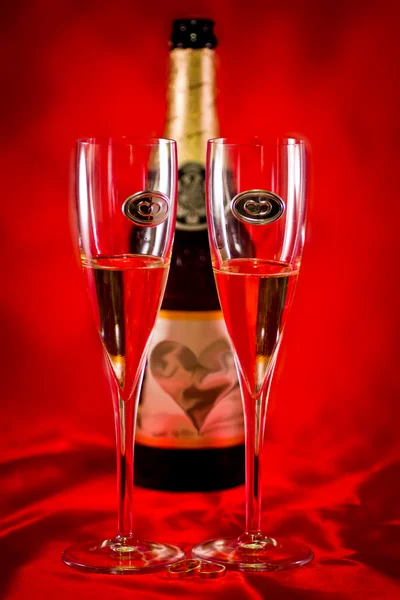 Wedding champagne glasses — Stock Photo, Image