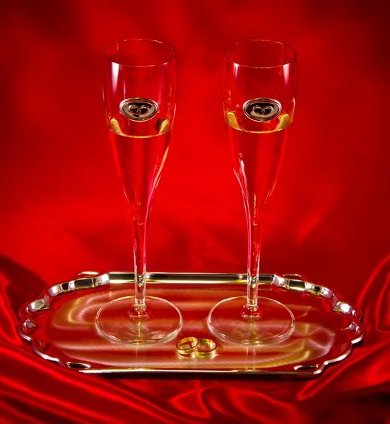 Wedding champagne glasses — Stock Photo, Image