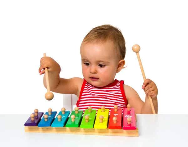 Baby playing xylophone — Stock Photo, Image