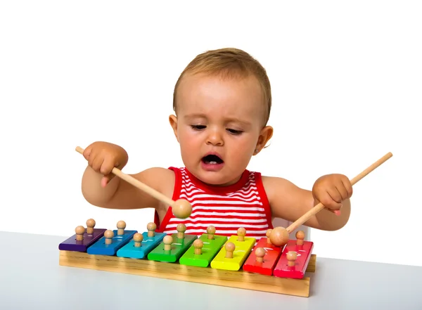 Bebê jogando xilofone — Fotografia de Stock