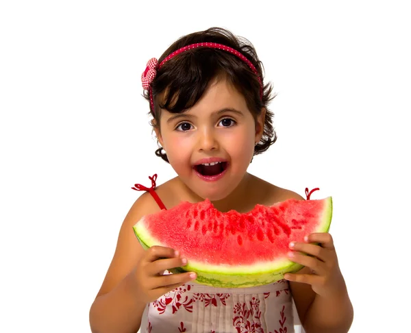 Niña comiendo sandía —  Fotos de Stock