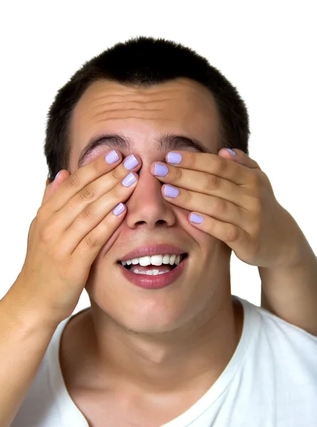 Händer som täcker ögon — Stockfoto