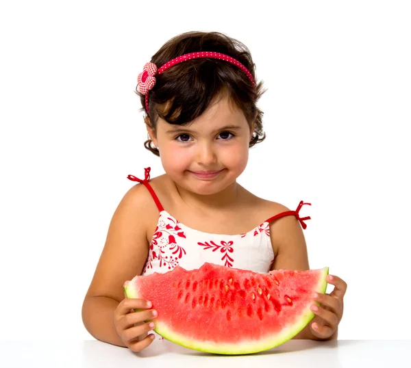 Meisje dat Watermeloen eet — Stockfoto