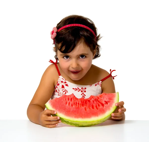 Meisje dat Watermeloen eet — Stockfoto