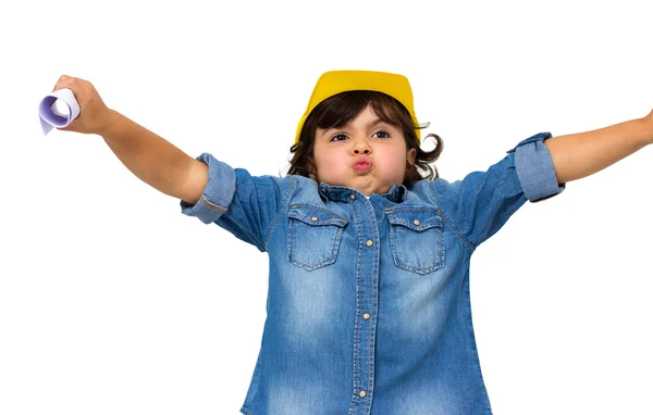 Construction worker little girl — Stock Photo, Image