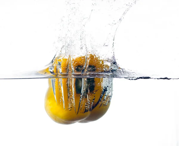 Splash peppers — Stock Photo, Image