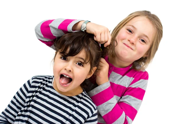 Two little girls combing — Stock Photo, Image