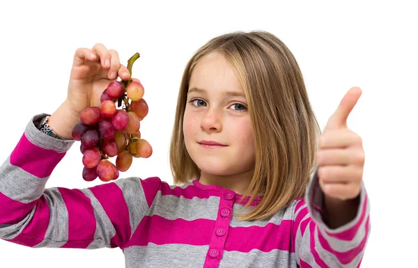 Niña con uvas —  Fotos de Stock