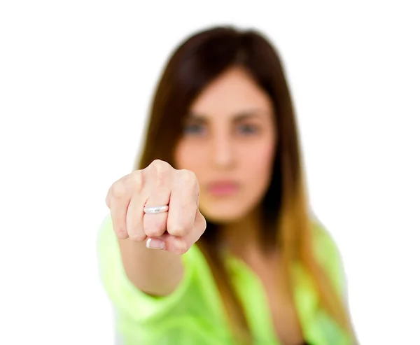 Mujer con puño cerrado — Foto de Stock