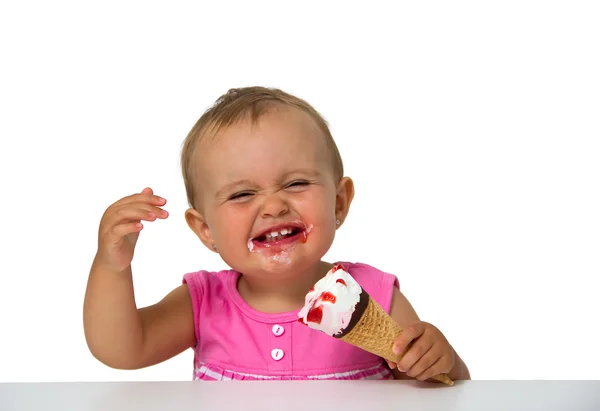 Baby eating ice cream — Stock Photo, Image