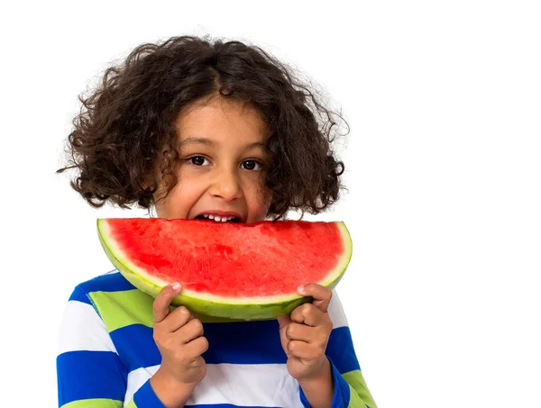 Meisje dat Watermeloen eet — Stockfoto