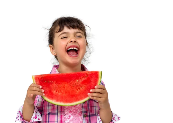 Meisje dat Watermeloen eet — Stockfoto