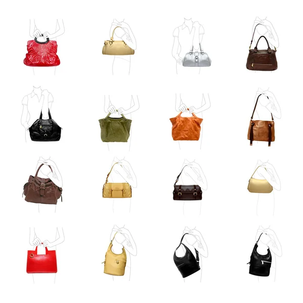 A woman's handbag on a white variety. — Stock Photo, Image