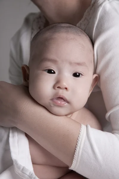 Estúdio tiro de mãe amorosa segurando bebê — Fotografia de Stock