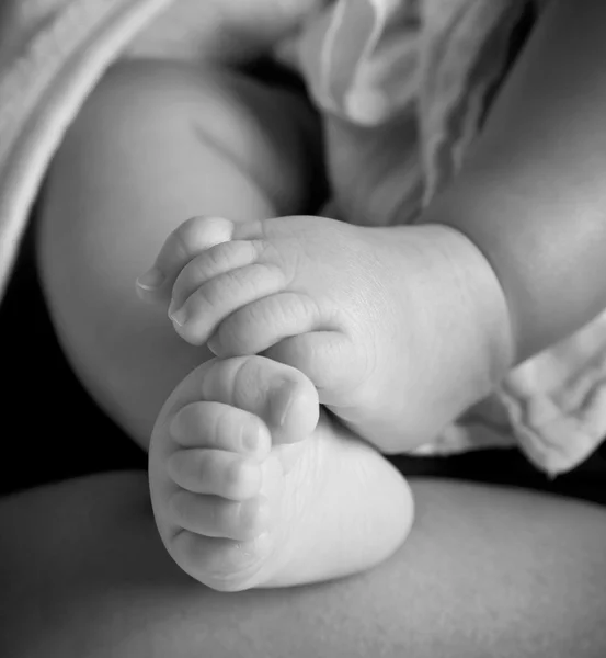 New born baby feet from below — Stock Photo, Image