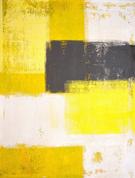 Grey and Yellow Abstract Art Painting