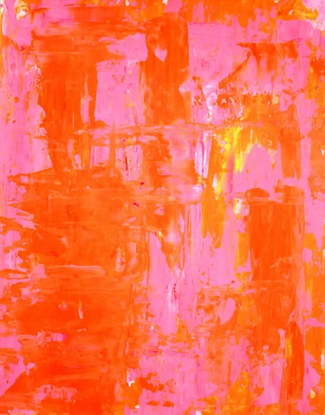 Pintura de arte abstrata laranja e rosa — Fotografia de Stock