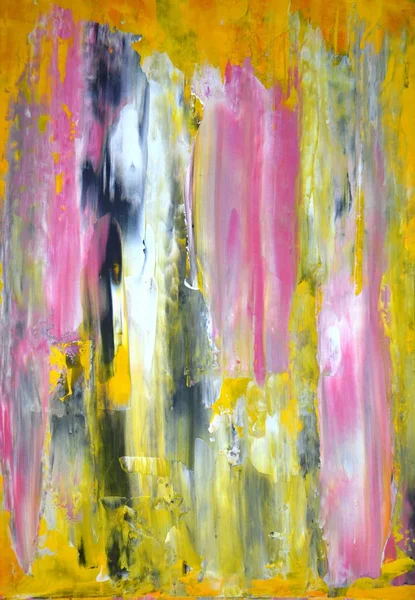 Pintura de arte abstracta rosa y amarilla — Foto de Stock