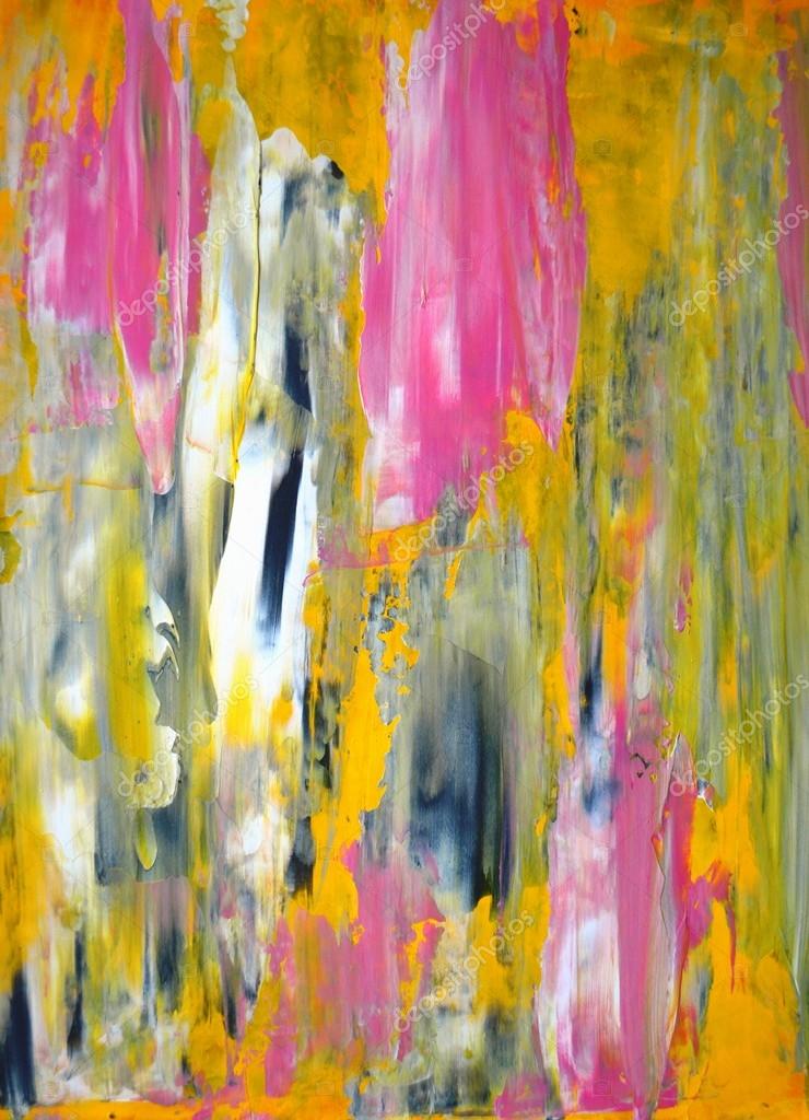 Pink and Yellow Abstract Art Painting Stock Illustration by ©t30gallery