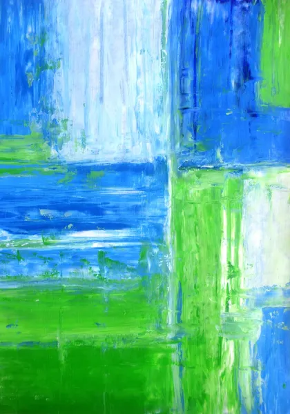 Blauwe en groene abstracte kunst schilderij — Stockfoto