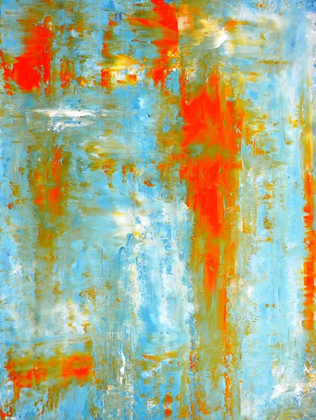 Teal en oranje abstracte kunst schilderij — Stockfoto