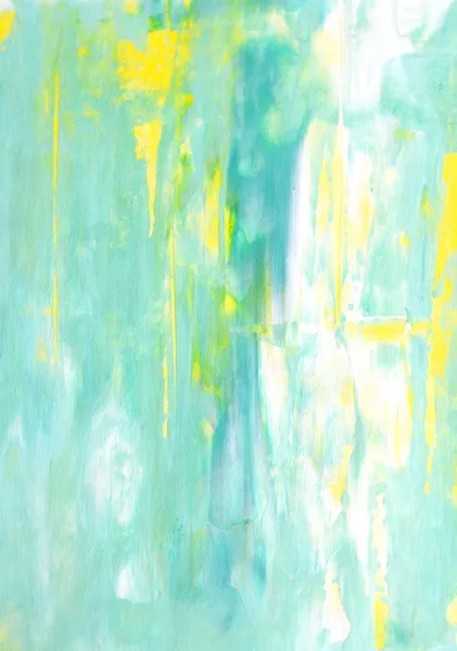 Turquoise en gele abstracte kunst schilderij — Stockfoto