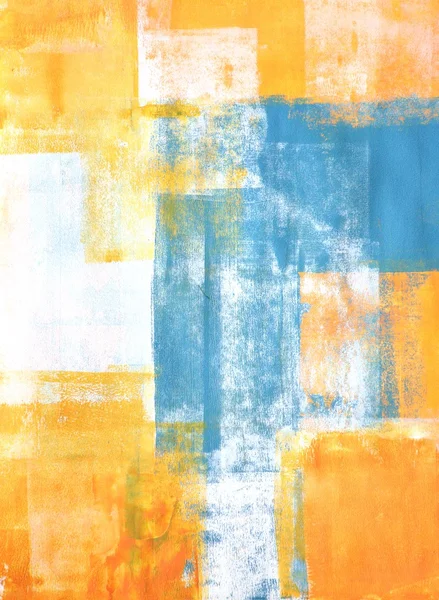 Teal en oranje abstracte kunst schilderij — Stockfoto