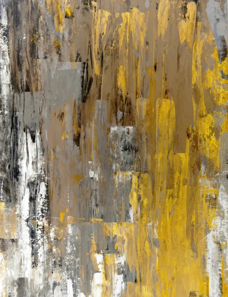 Pintura de arte abstracta amarilla y beige — Foto de Stock