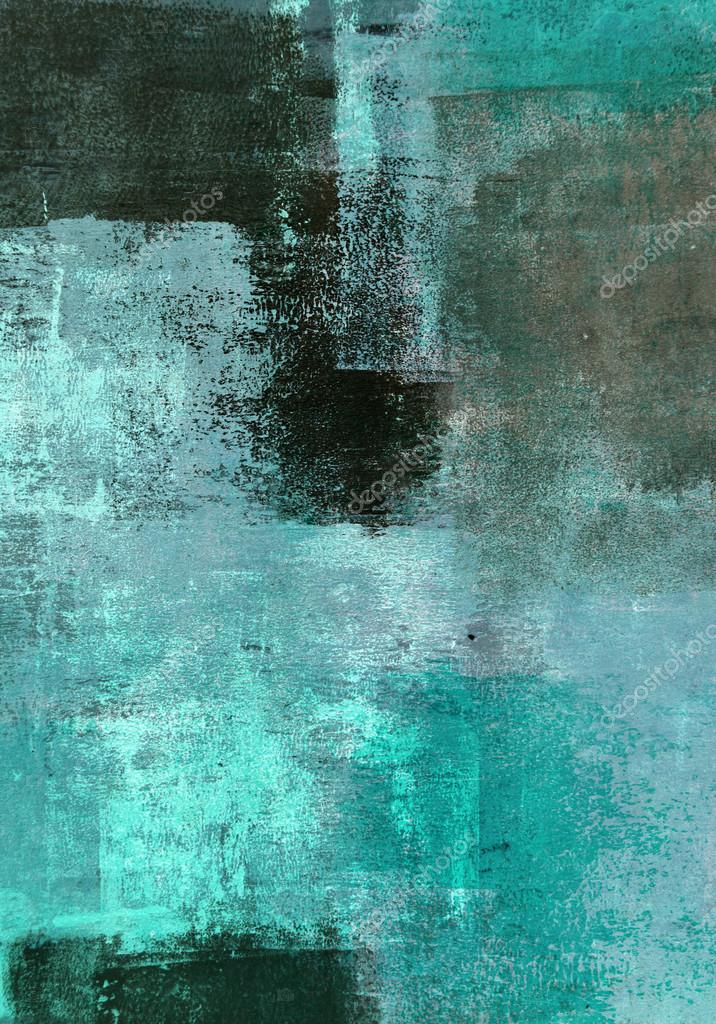 Turquoise and Brown Abstract Art Painting — Stock Photo © t30gallery 40497307