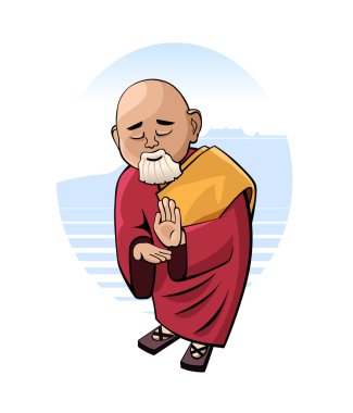 Buddhist monk in mental concentration clipart